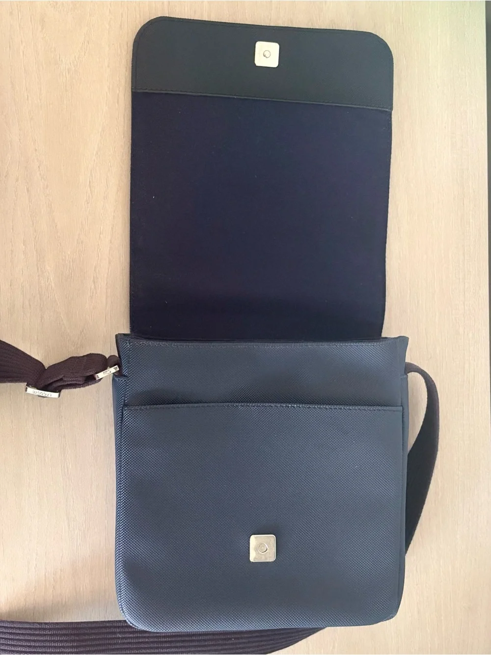 Lacoste Men's Crossbody Messenger Bag with Adjustable Strap - Blue